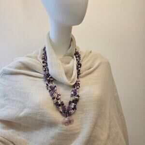 Rare Purple Amethyst Tumbled Chip Necklace | Natural Gemstone Chakra Jewelry